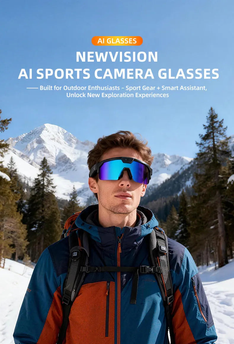 2026 New AI Smart Sports Glasses with 30MP Camera 4K Anti-shake Bicycle Riding Shooting Artifact Dual Mic 32GB Windproof Goggles