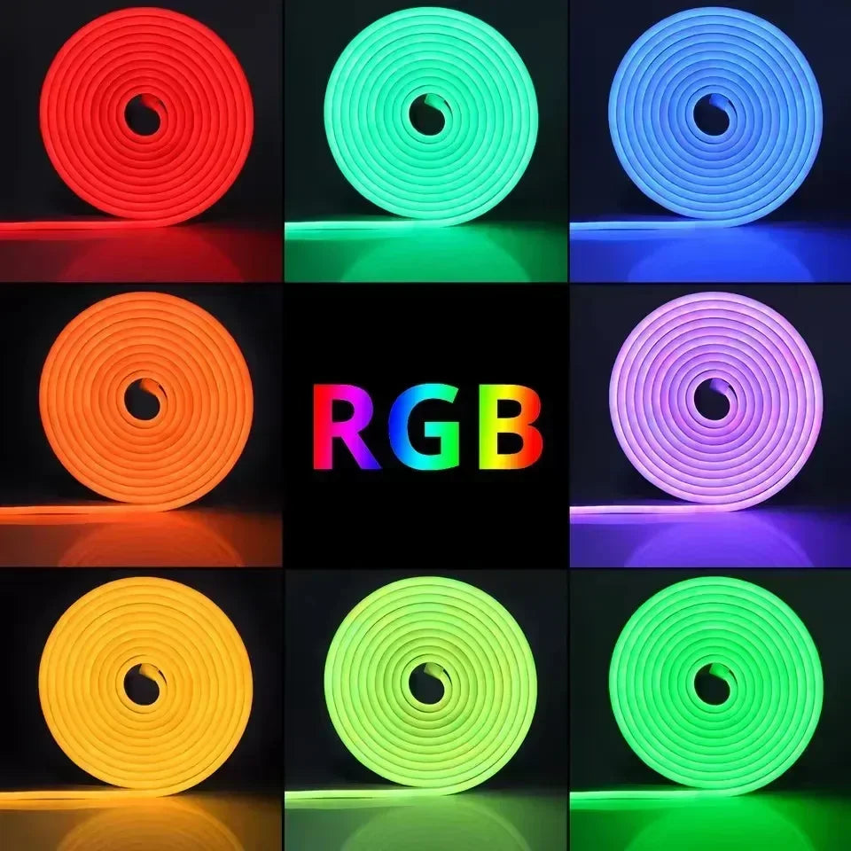 24V Neon Rgb Led Strip Light Remote Control Waterproof Outdoor 5M 10M 15M 20 Meter 30M Led Flexible Neon Rope Ribbon Tape Band