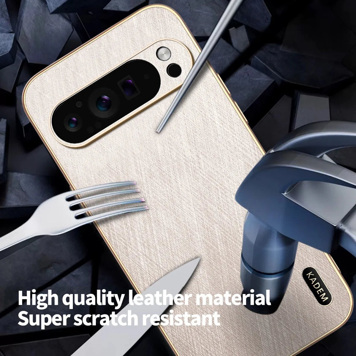 Plating Gold Silk Skin Phone Case for Google Pixel 9 8 7 6 10 Pro XL 8A 7A 6A All Around Protect Shell Leather Shockproof Cover