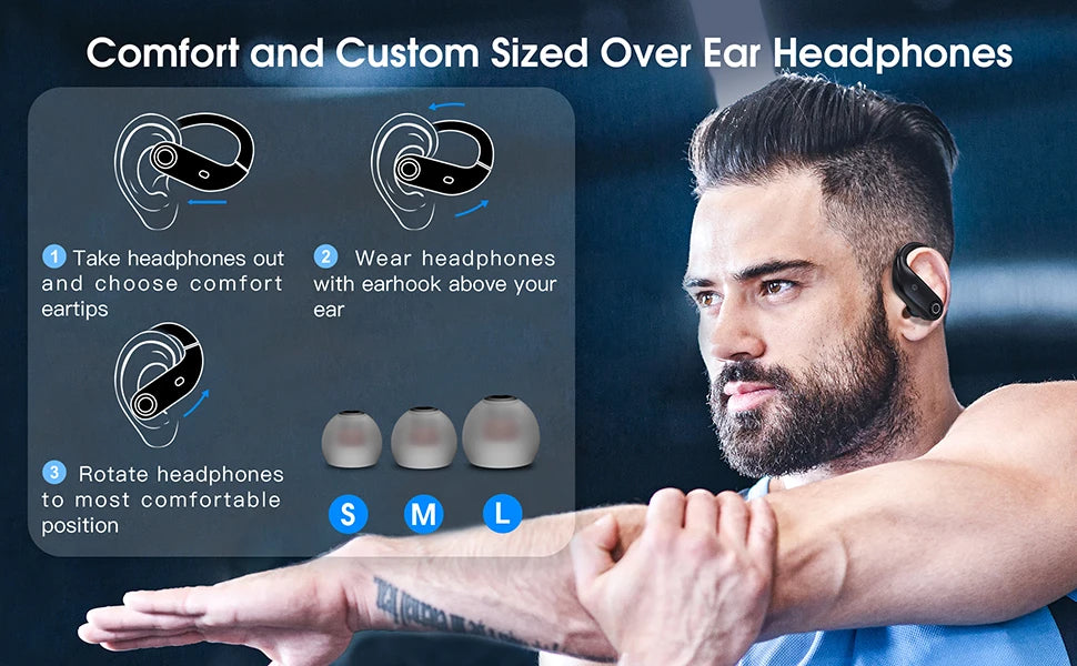 Wireless Headphones TWS Bluetooth 5.0 Earphones Sport Stereo Earbuds Headset For Phone with 4-Mics Clear Call Power Bank 1200mAh