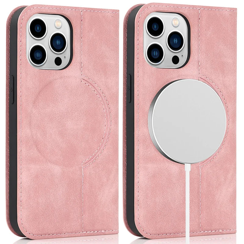 For Magsafe Wallet Leather Flip Case For iPhone 12 13 14 15 16 Pro Max mini Magnetic Wireless Charging Book Folio Cover