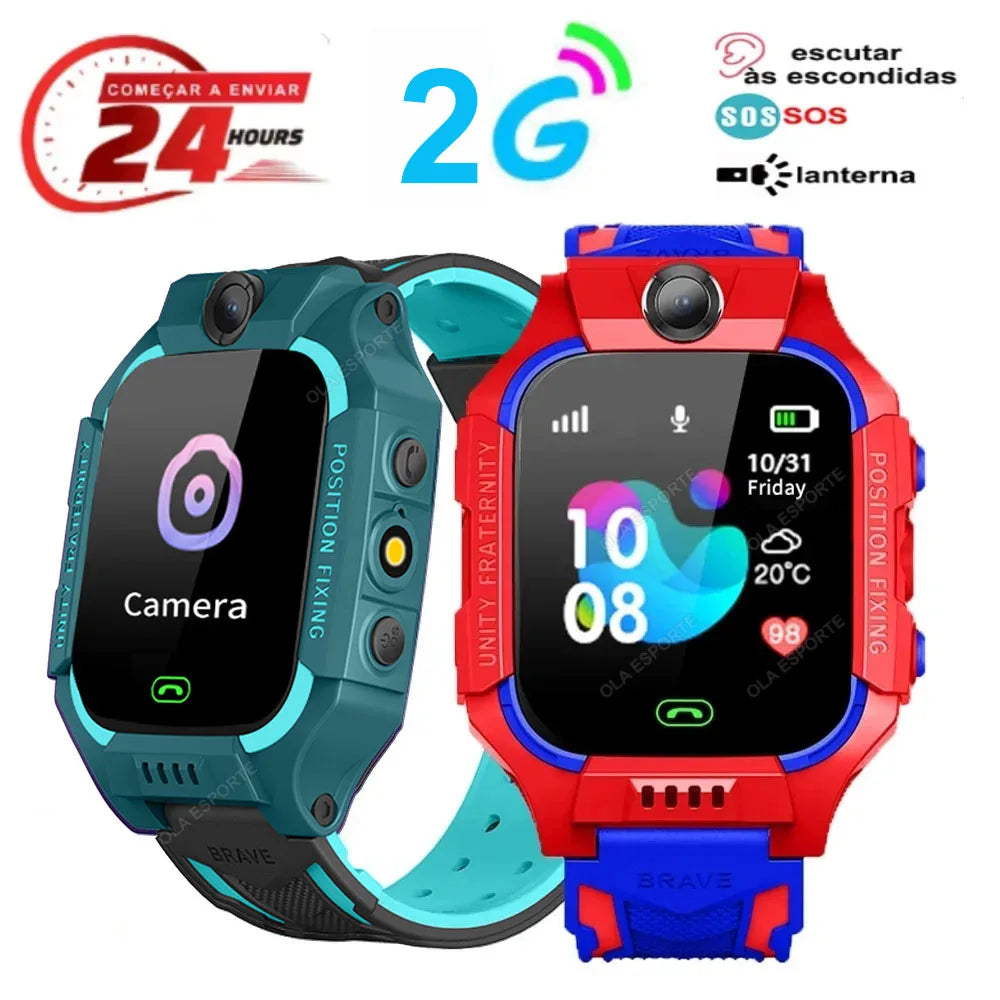 2026 New 2G Kids Smart Watch Sim Card Call HD Camera GPS Location SOS IP68 Waterproof LED Flashlight Smart Watch Boys Girls Ht23