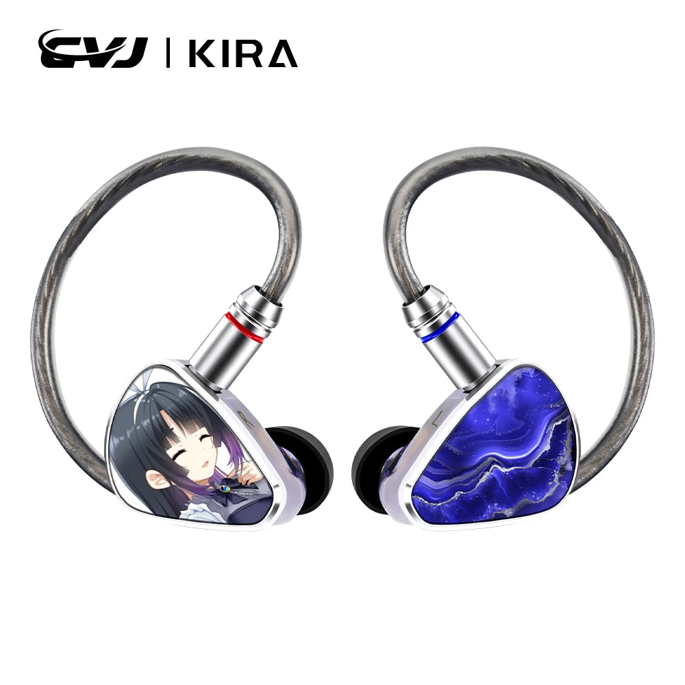 CVJ KIRA HiFi IEM In-Ear Earphones Wired Detachable Cable 3.5mm Type-C 4.4mm Balanced Earbuds For Music Gaming Anime Design