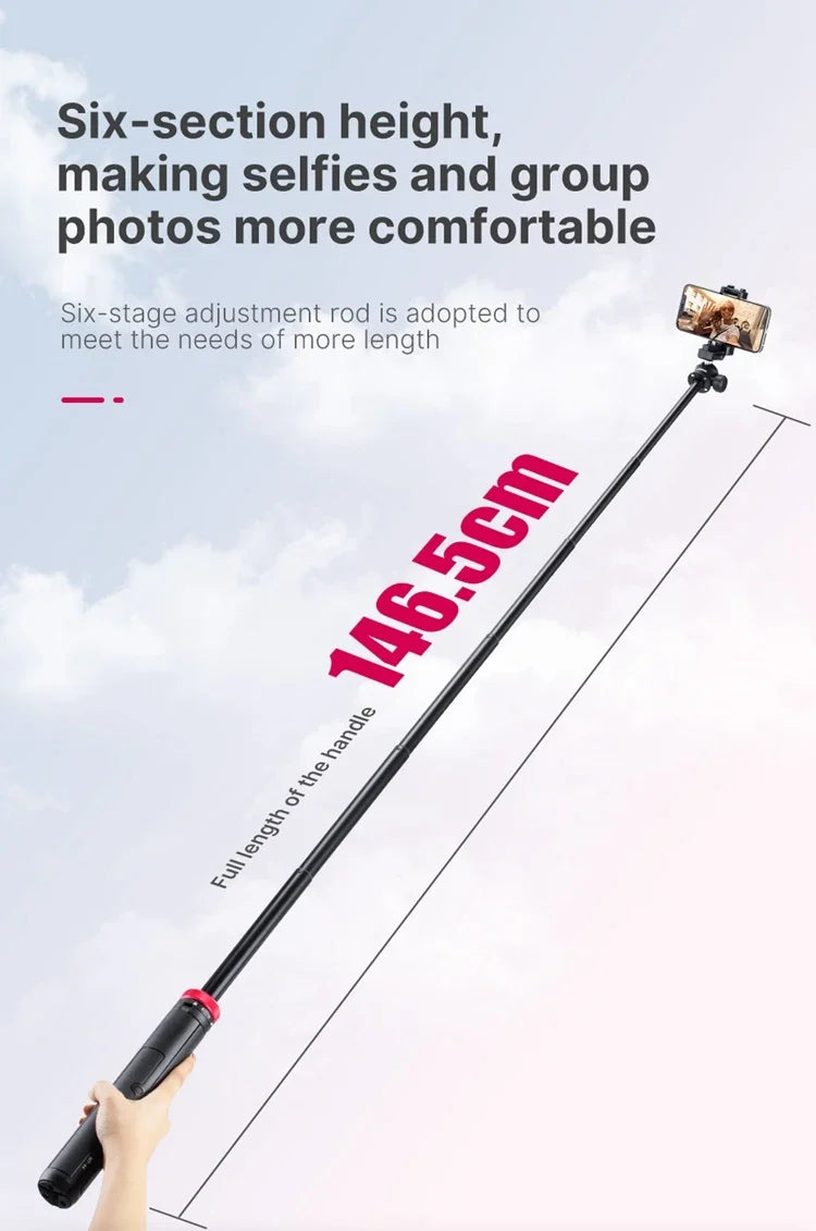 Ulanzi MT-44 1.46M Extend Selfie Stick Tripods Tripod With Phone Clamp For Cameras Cellphone Samsung iPhone Huawei Xiaomi Stand