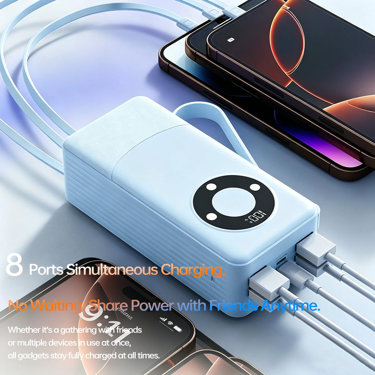 Oloey 2026 100000mAh Power Bank, 120W Super Fast Charging, Large Capacity, Built-in 4 Cables, Portable External Battery Charger