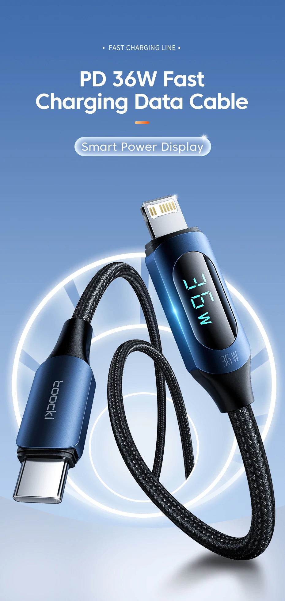 Toocki USB C Lighting Cable For iPhone 14 13 12 Pro Max X Xr 8 7 Plus PD 20W Fast Charger Lighting Data Wire Cord For iPad 1m