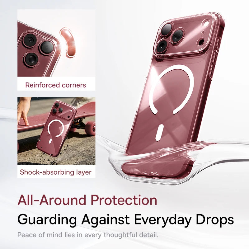 Baseus Magnetic Case For iPhone 18 Pro Max Wireless Charging For Magsafe Case For iPhone 17 Pro Max Slim Thin Clear Cover Case