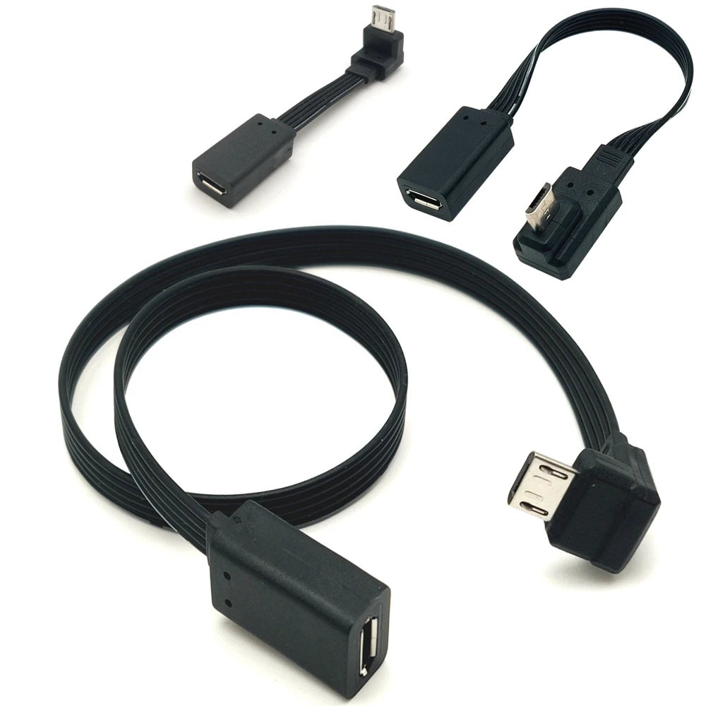 5CM 10CM 20CM MicroUSB panel mounting connector female Micro USB 5-pin.extension cable 30cm 50cm, with screw holes