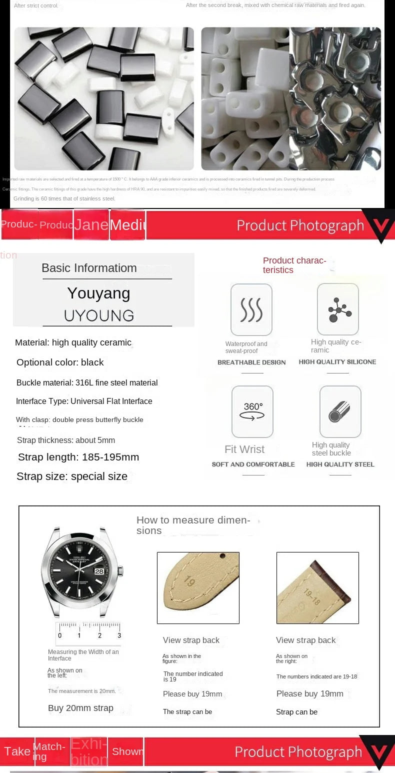 High quality Ceramic case watchband for Armani watch AR1451 AR1452 AR1400 AR1410 AR1421 AR1440 Men's black strap accessories