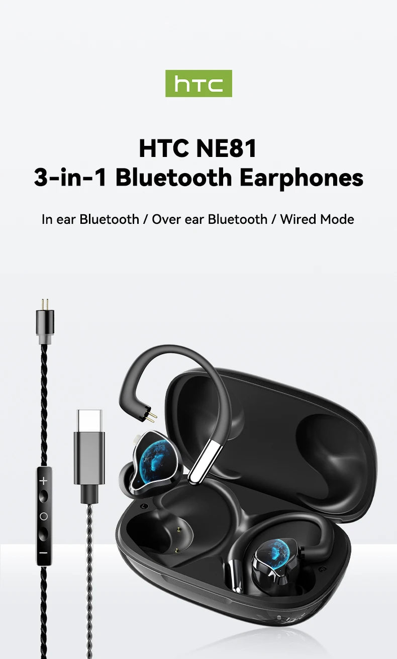 HTC NE81 TWS Wireless Earbuds Bluetooth ANC Wired Voice Control for Singing Live Streaming Touch Control Stereo Sports Earphone