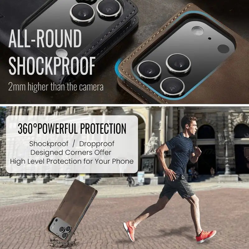 Leather Case For iPhone 17 16 15 14 13 12 11 18 Pro Max Air 16E X XR XS Max SE 2020 6 6s 7 8 Plus Luxury Magnetic Phone Cover