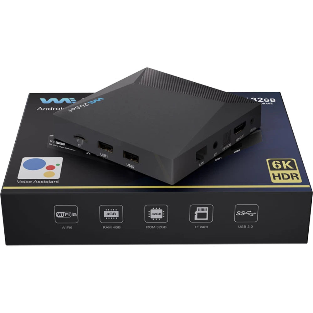 We2uSat K3 Pro 6K HDR Android 10.0 TV Box H.265 10bit Build in WiFi-6 2.4GHz/5GHz+BT 5.0,4GB+32GB Comparison With Vseebox V5 Pro