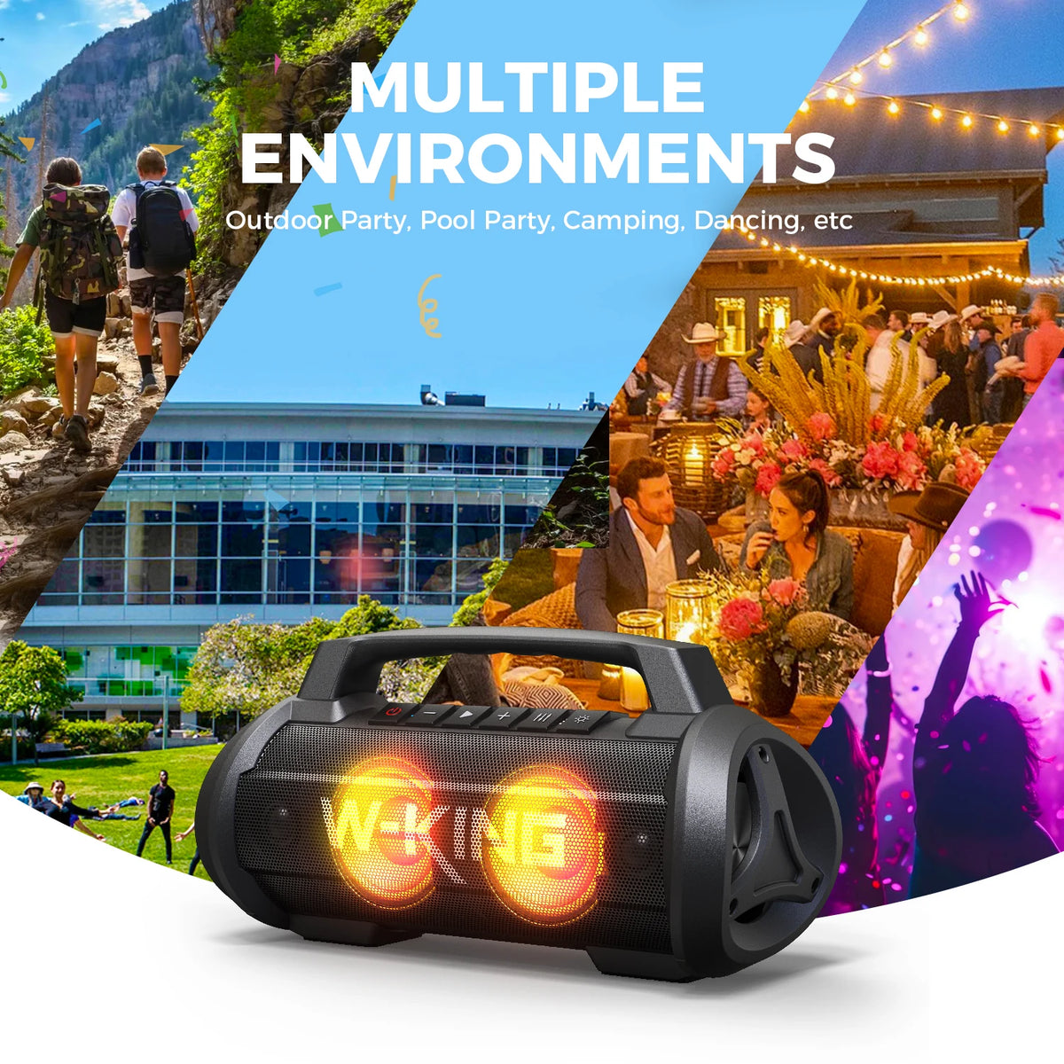 W-KING D10MIC 70W RMS Bluetooth Portable Speaker Wireless Loud IPX6 Waterproof Bluetooth Music Box with Subwoofer/Bass Boost
