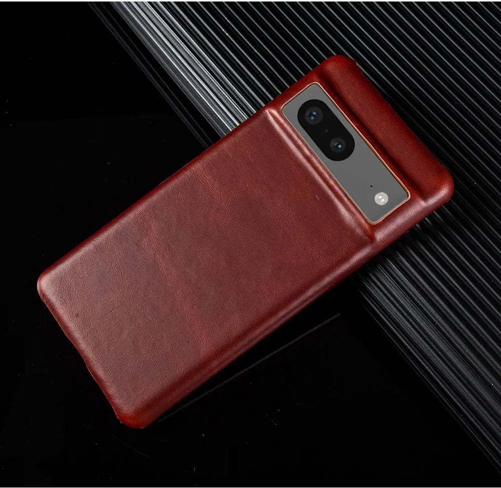 For Google Pixel 7 Case Luxury Oil Wax Genuine Leather Cover Pixel 6A 8Pro 7Pro 5A Capa Protective Etui Back Coque Carcasa Shell