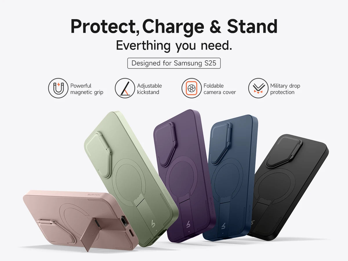 For Samsung Galaxy S25 Ultra S25+ Case Magnetic Shockproof Bumper Protective Cover with Camera Cover Adjustable Metal Kickstand