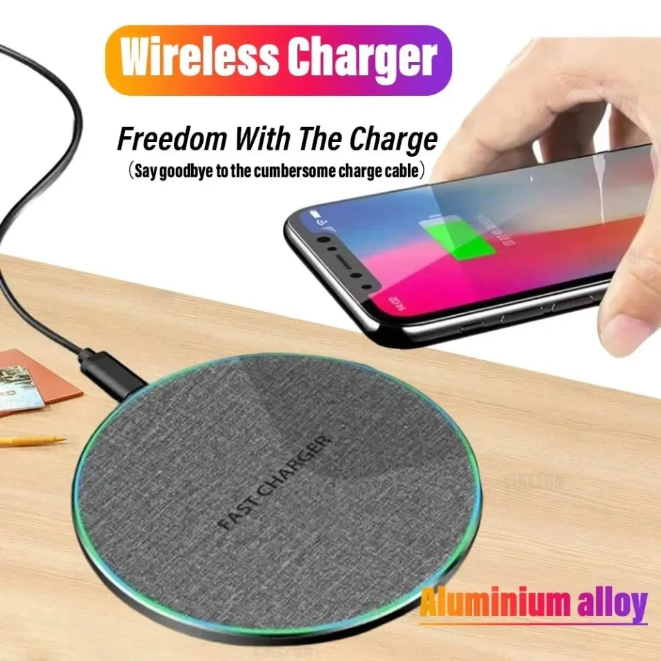 Ultra-Thin Fast Wireless Charger Pad for Samsung Galaxy S25 iPhone 17 16 15 14 13 Pro Max Wireless Induction Charging Station