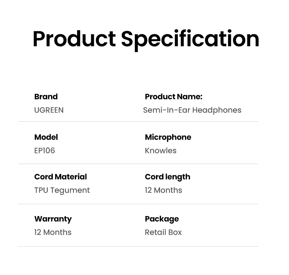 UGREEN Semi-open 3.5mm USB Type C Wired Earbuds with Microphone, Wired Earphones Headphones HiFi Stereo,For Most with 3.5mm Jack