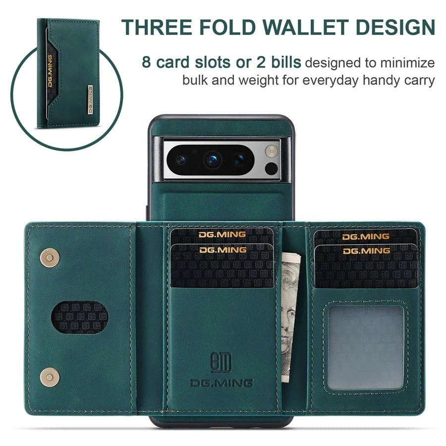 Luxury Magnetic Leather Wallet Case for Google Pixel 8 Pro 7 7A 6 6A Fold Pixel8 Pixel7 Kickstand Money Credit Card Holder Cover