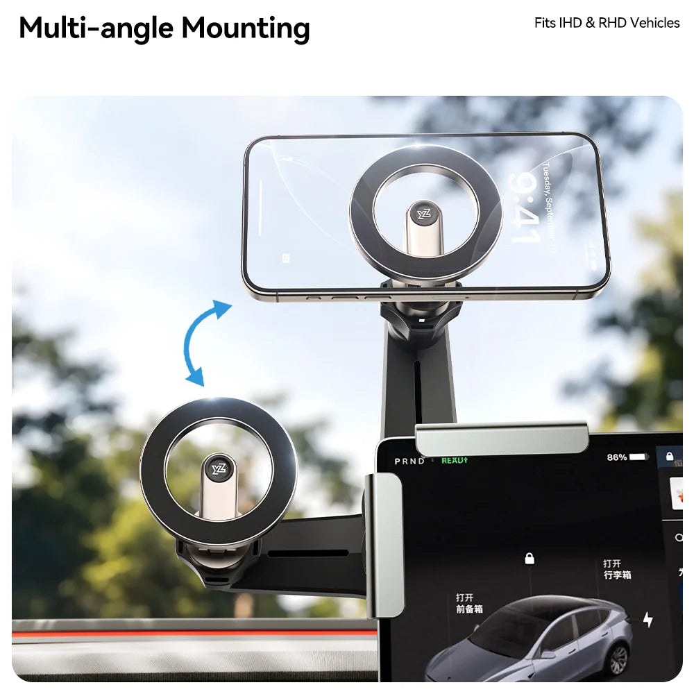YZ Magnetic Car Phone Holder for Tesla Model YL Y 3 Car Display Screen Side 360 Degree Rotation Car Mount for all iPhone 17 18