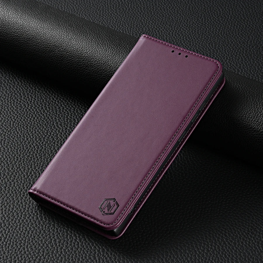 Wallet Skin Friendly Magnetic Slot Flip Leather Case For Samsung Galaxy S26 Ultra S25 Edge S24 FE S23 Plus S22 S21 S20FE S10+