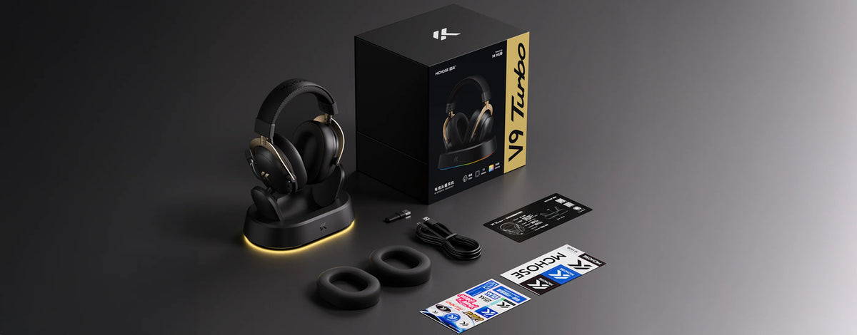 MCHOSE V9 Turbo+ E-sports Magnetic Wireless Gaming Headset 7.1 Surround Sound 90° Swivel Ear Cups Low Latency Magnetic Charging