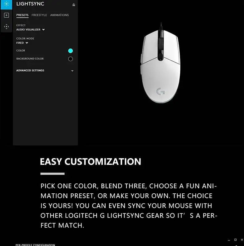 Logitech G203 Prodigy Wired Gaming Mouse 8000 DPI RGB Lighting 6 Buttons On-Board Memory 2.1m Cable Windows ChromeOS