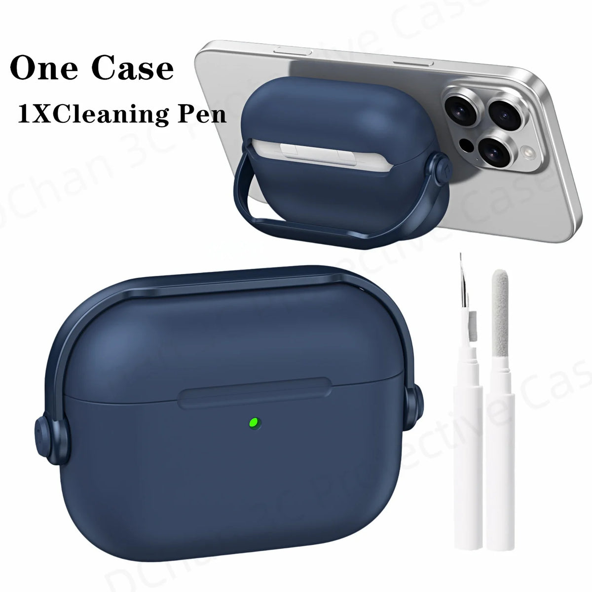 For AirPod Pro3 Case With Lock Shockproof Protective Cover with Cleaner Kit For Airpod 4 Case For AirPods Pro 3 Phone Stand Case