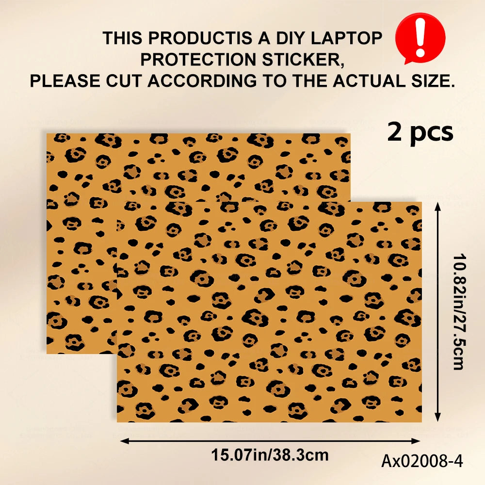 2 pcs Aesthetic Light Leopard Laptop Stickers Set Self-Adhesive Removable Laptop Covers for MacBook Notebook Protective Skins