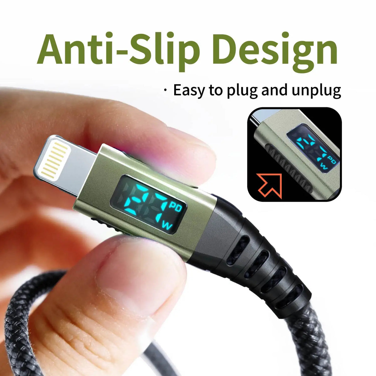 MFI Certified 27W USB-C to Lightning Cable Fast Charging LED Display Screen For iPhone 14/13/12/11/10 Series iPad Pro/Air