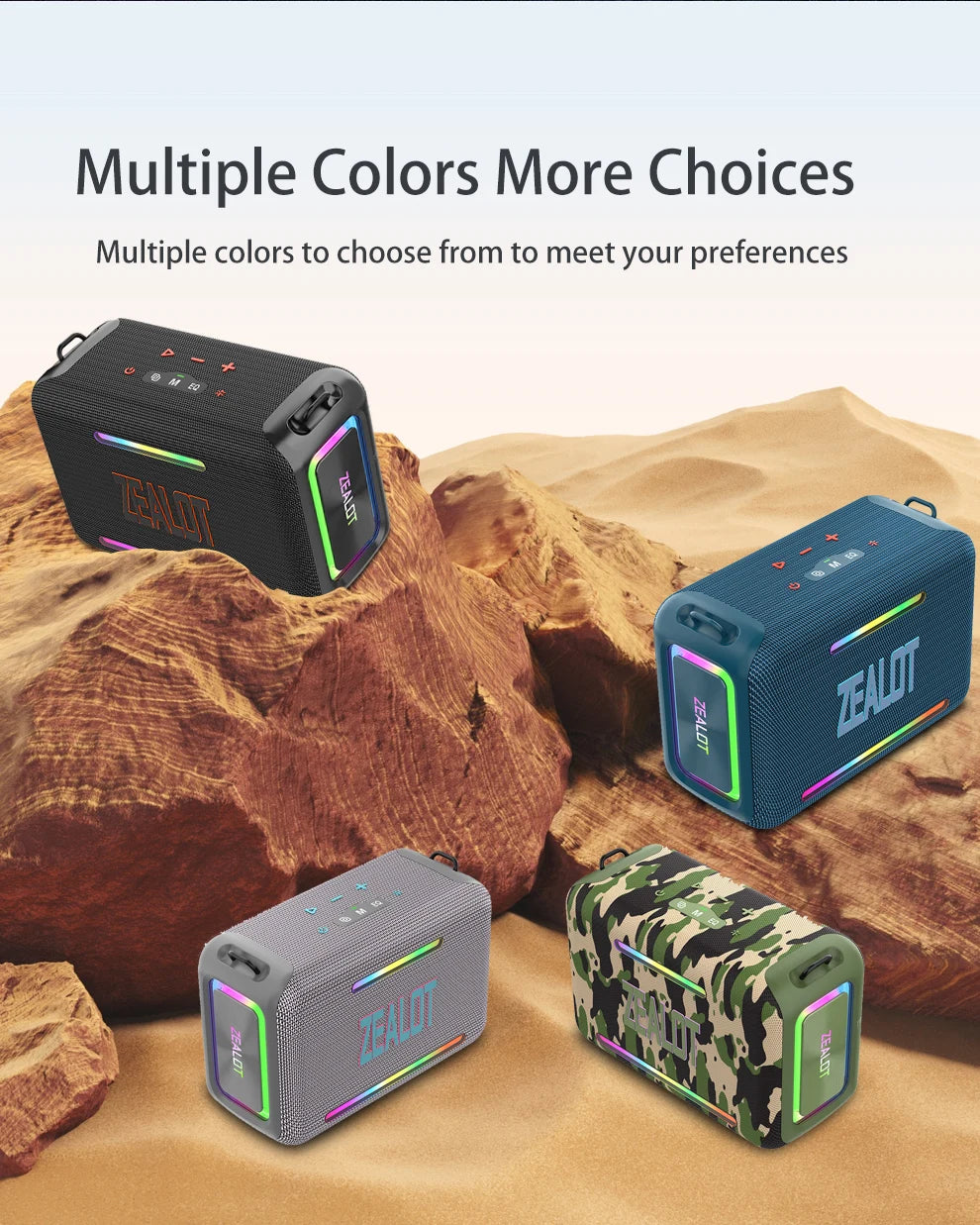 ZEALOT S95 120W Portable Bluetooth Speaker High Volume Waterproof 24000mAh Wireless TWS Subwoofer Suporrt USB/TF/AUX RGB Light.