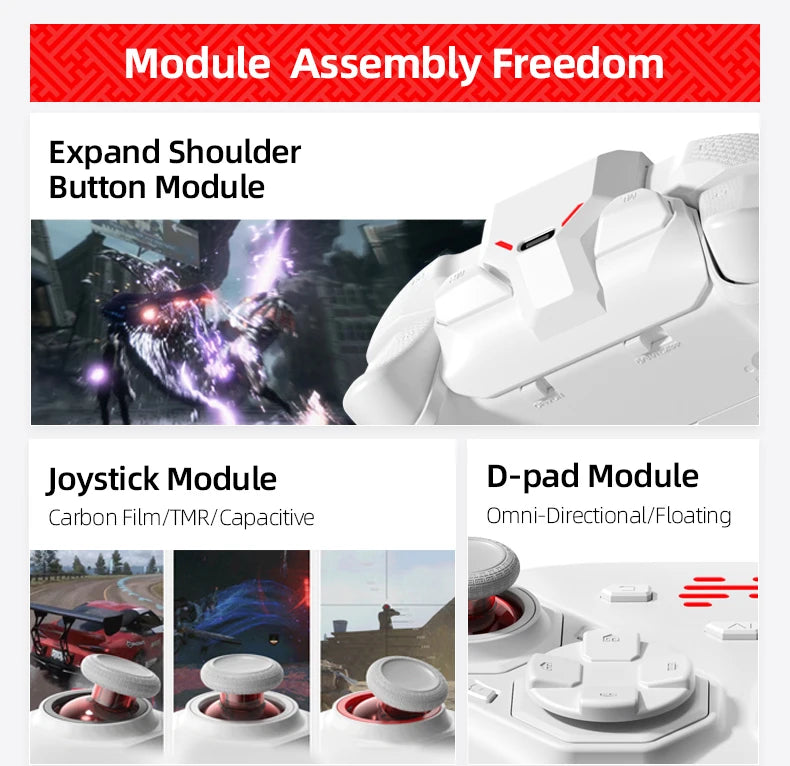 BEITONG PANGU Modular Wireless Controller, DIY Layout, Tool-Free Swap, TMR Joystick, for Switch/PC/Android/iOS