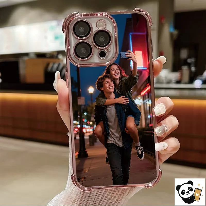 DIY Custom Couple Photo Electroplated Phone Case For IPhone18 17 16 15 14 13 12 Pro Max Plus Air 17e 16e Personalized Back Cover