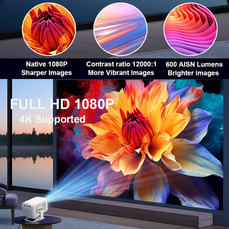 2026 Huaweishi X3 Plus Projector Android 4K Native Portable 1080P Auto Focus Video Home Cinema Outdoor HD LED HY320 Projetor