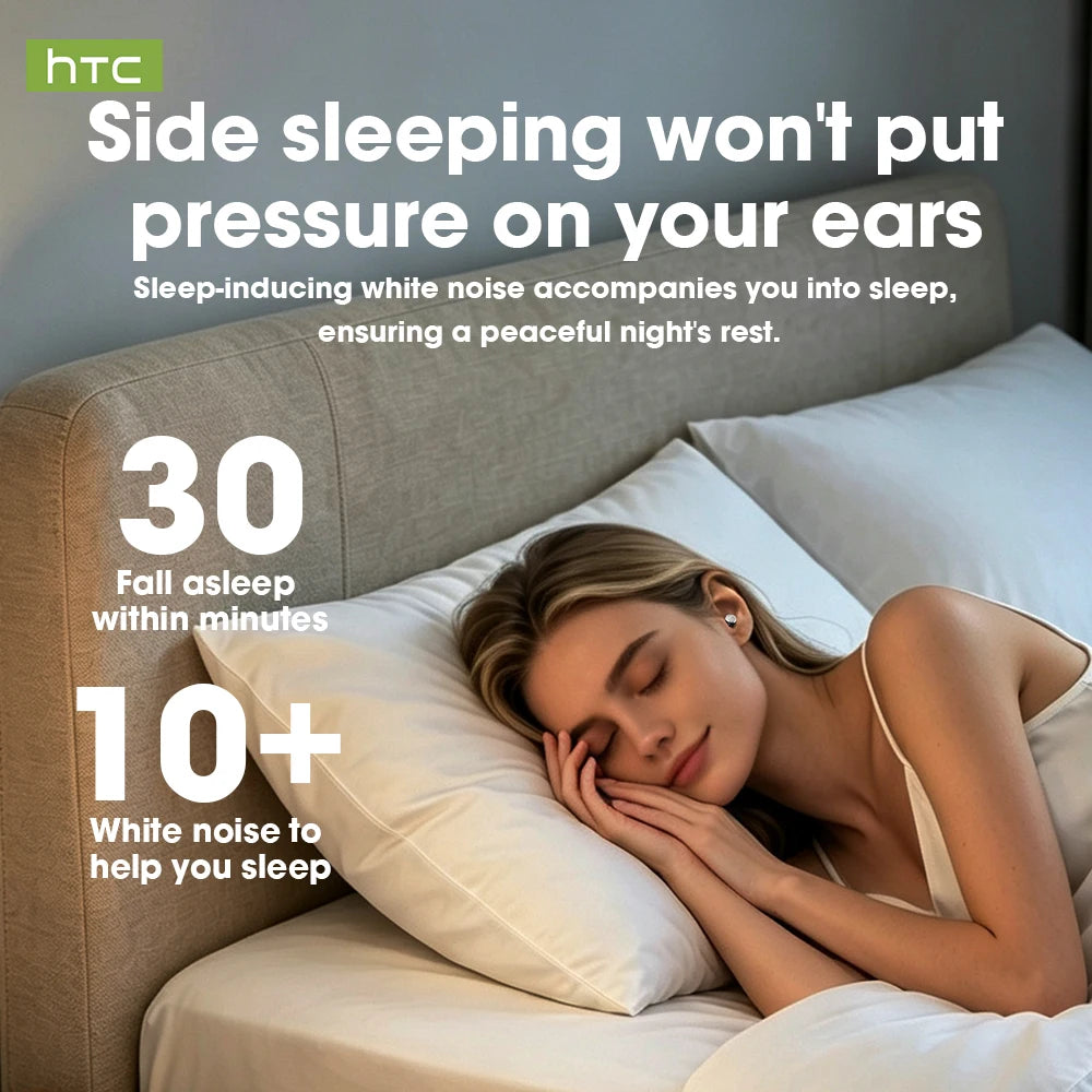 HTC NE90 TWS Sleep Bluetooth Earphones Wireless Bluetooth 5.3 Stereo Headphones Mini Sleeping Earbuds Long Battery Touch Control
