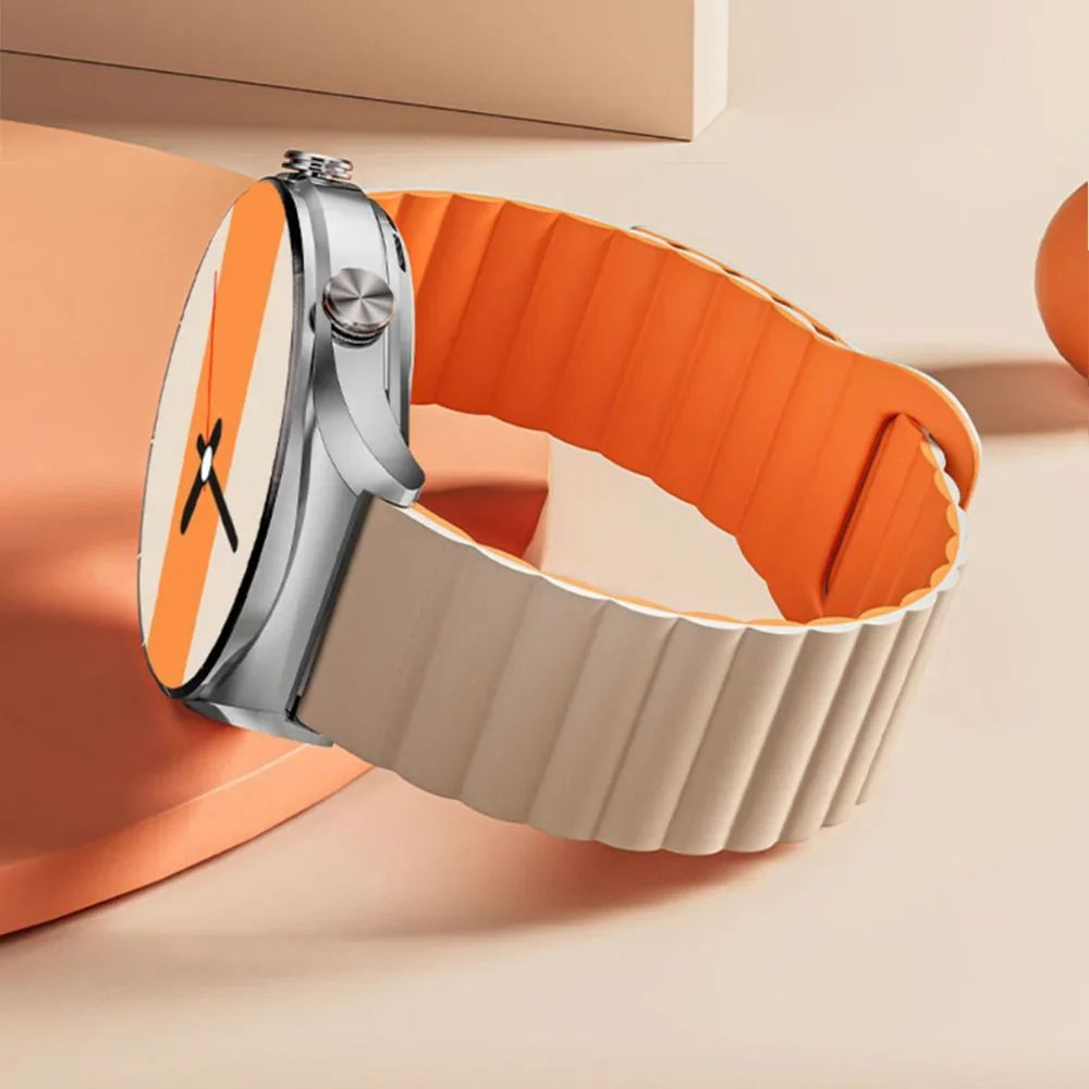 Magnetic Loop For Samsung Galaxy watch 7/6/5 pro/4/Classic/active 2 20mm 22mm band Silicone link bracelet huawei GT 2-3-4 strap