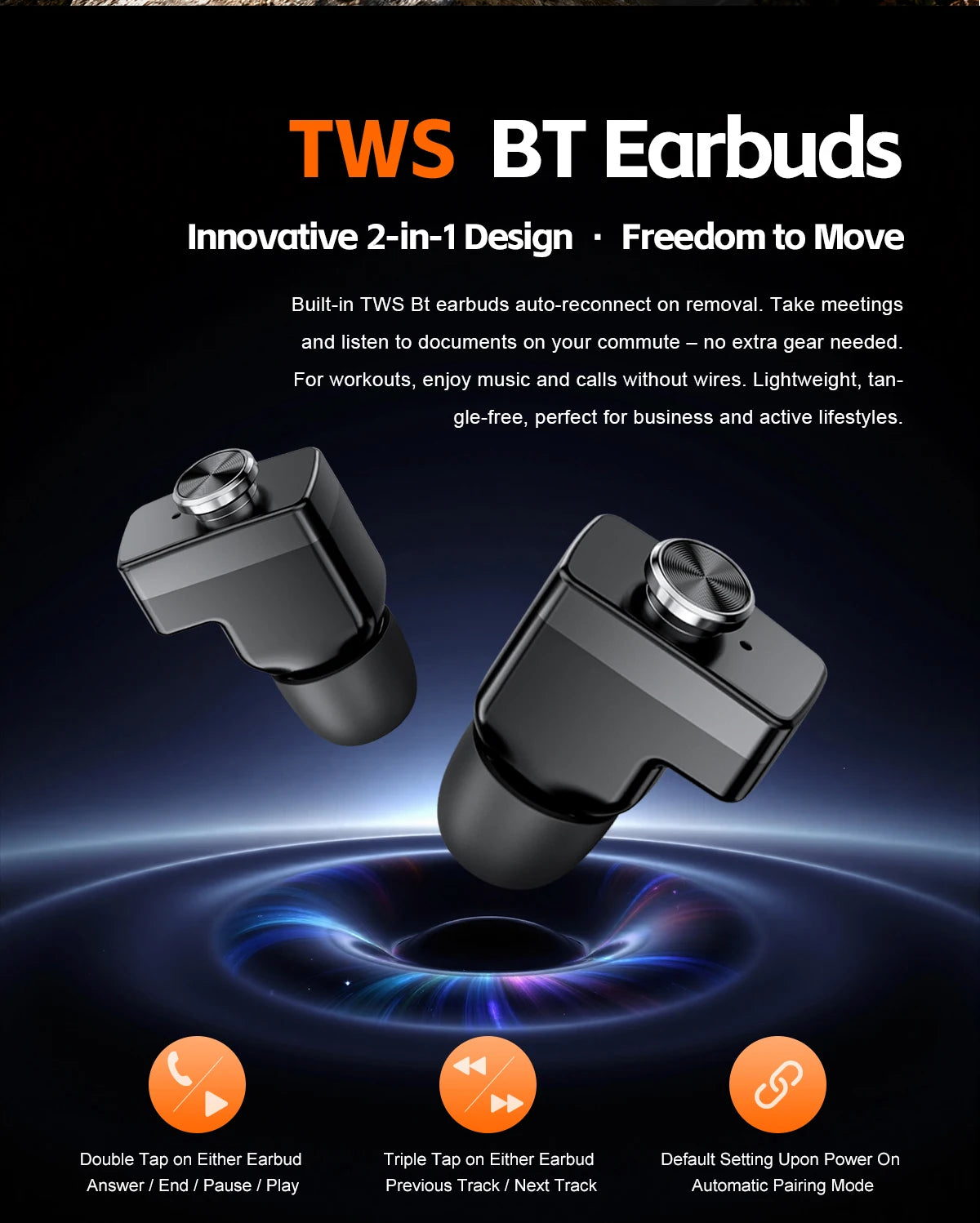 TWS 2-in-1 Smart Watch with Headphones Sports Play Music Bluetooth Headset Call Men Health Monitor NFC Women Smartwatch Earbuds