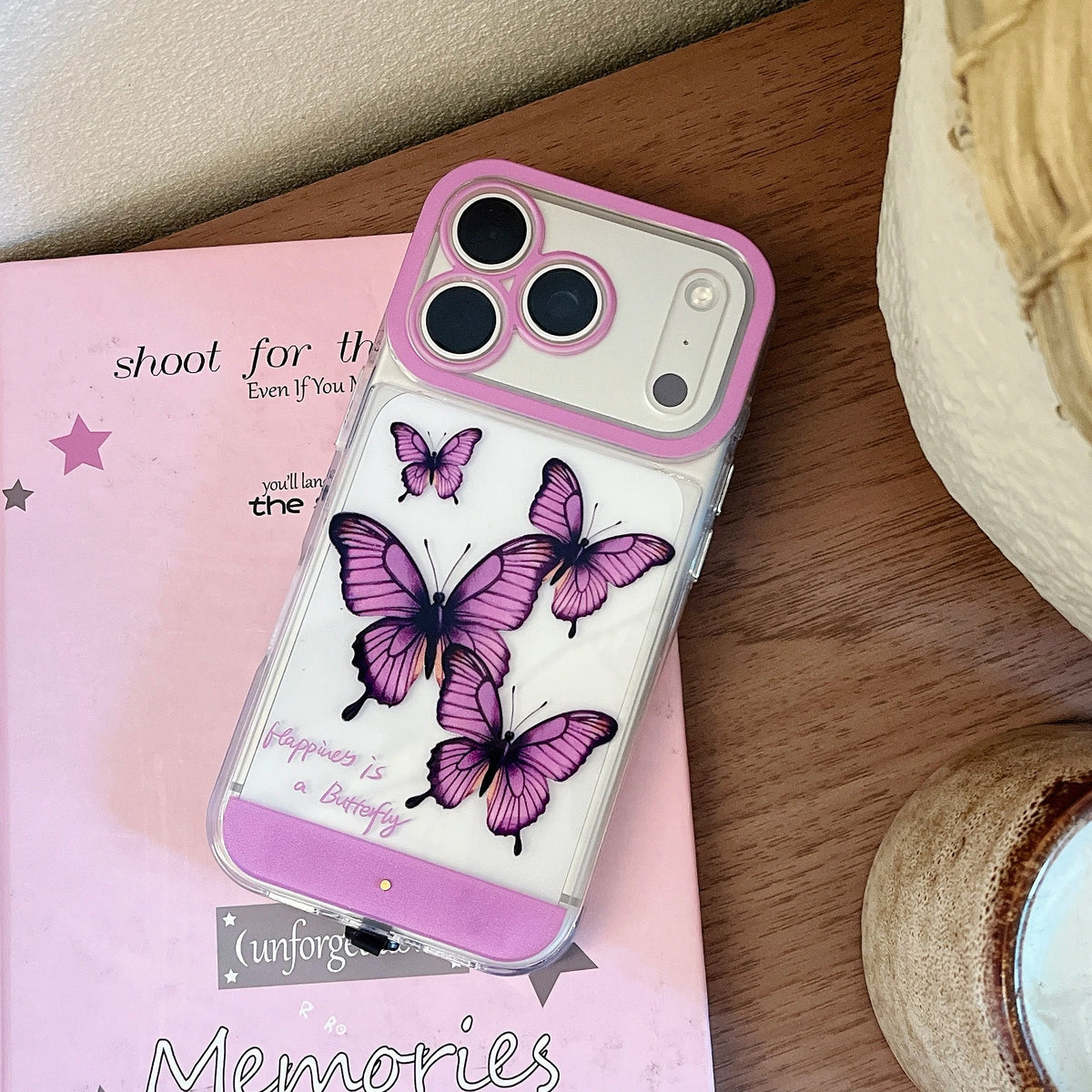 Change Color Luminous Call Light Up Purple Butterfly Pattern Phone Case For iPhone 16 15 13 12 11 14 17 Pro Max Plus Air X XSMax