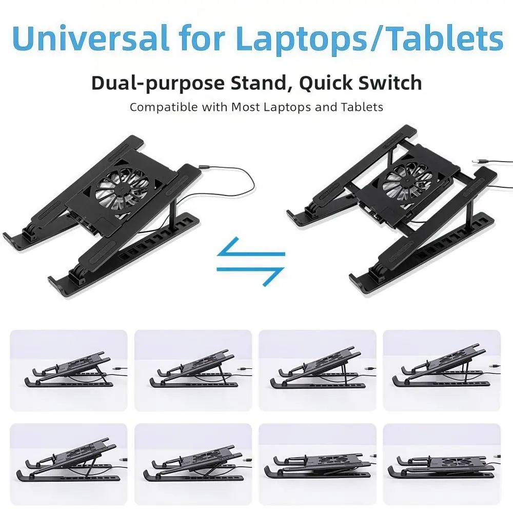 Universal Laptop Cooling Stand Adjustable with Fan Laptop Lift Stand Multi-High Adjustment Portable TabletPC Hanging Holder