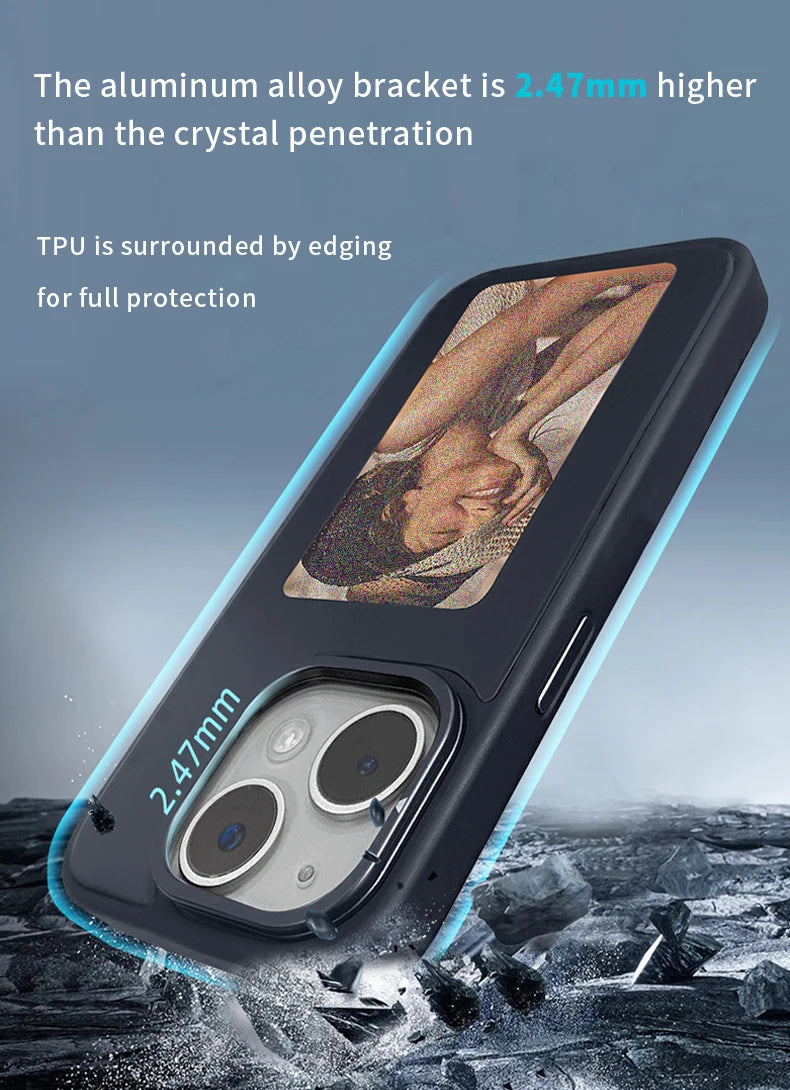 NFC Smart Phone Case DIY Screen 4 Colors Display for Apple Phone Iphone 15/14/13 Pro Max 3.7 Inch Wireless Image Transmission