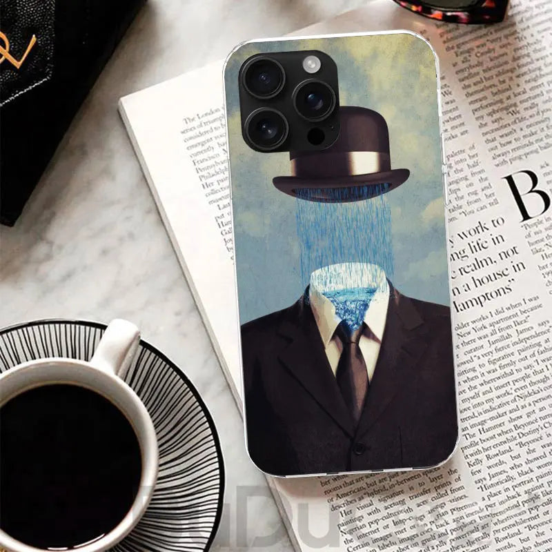 Rene Magritte Art Cover For iPhone 17 Air 16 16E 15 Pro Max 14 Plus 13 Mini Phone Case 12 11 7 8 SE Customized Print Shell 16 15