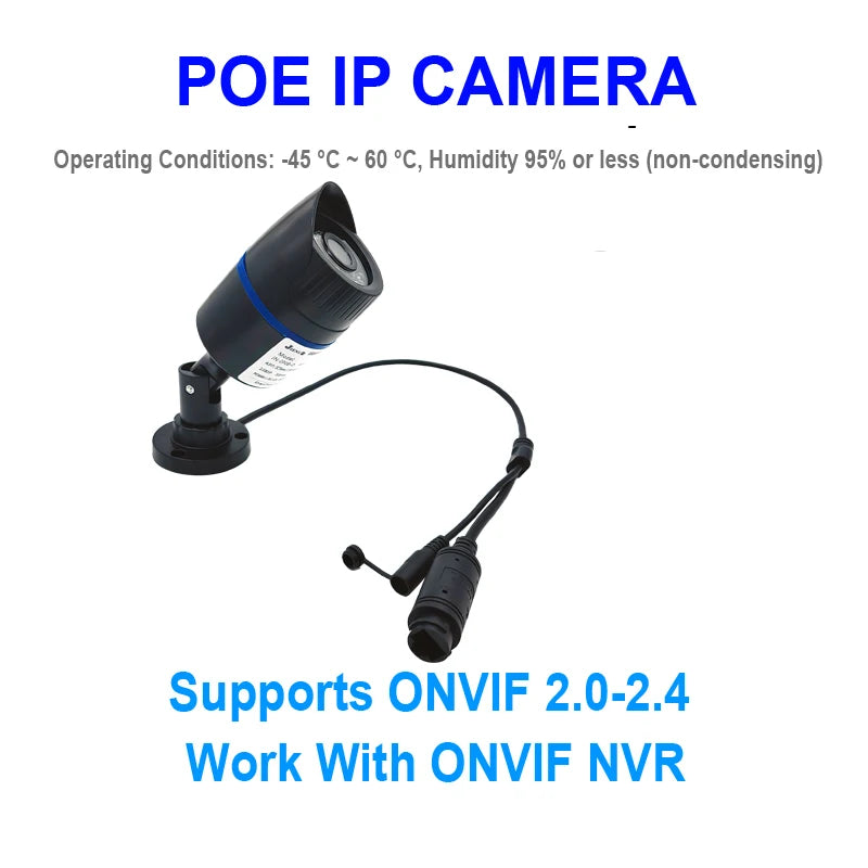 JIENUO 4K Poe Camera Outdoor Onvif Waterproof IP Security Night Vision Video Audio 4MP 5MP 8MP Bullet HD Home Cam Surveillance