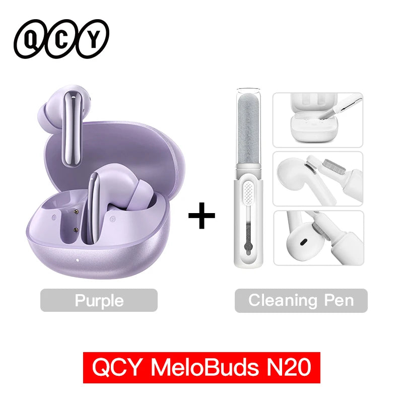 QCY MeloBuds N20 Adaptive Hybrid Noise Cancelling Earbud Wireless Bluetooth 6.0 Headphone 6 Mics Clear Call HT20 Earphone 40Hrs