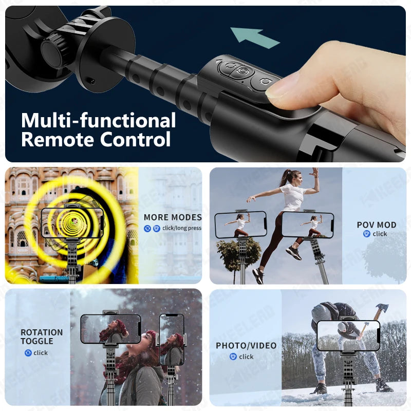 TOKQI Handheld Stabilizer for Stream Anti‑Shake Gimbal Selfie Stick With 3‑Color Adjustable Fill Light Wireless Remote Control 3