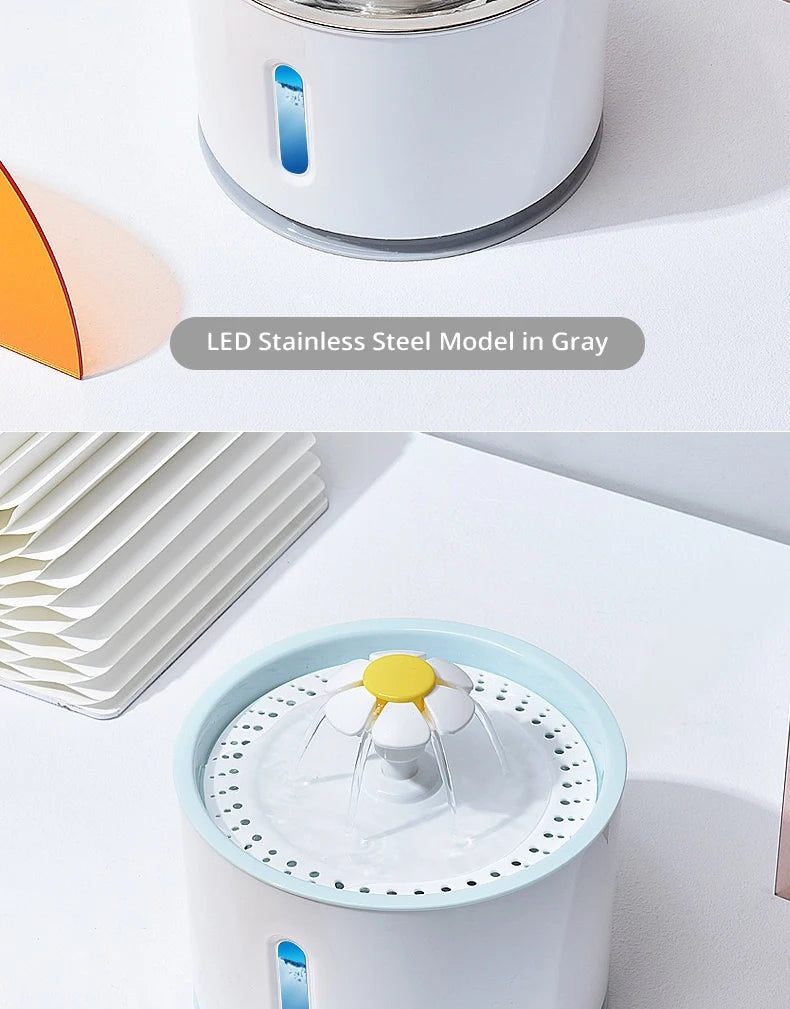 New 3.2L Stainless Steel Cat Water Fountain, USB Auto Smart Pet Drinking Fountain with Visual Water Window, Silent Pump for Cats
