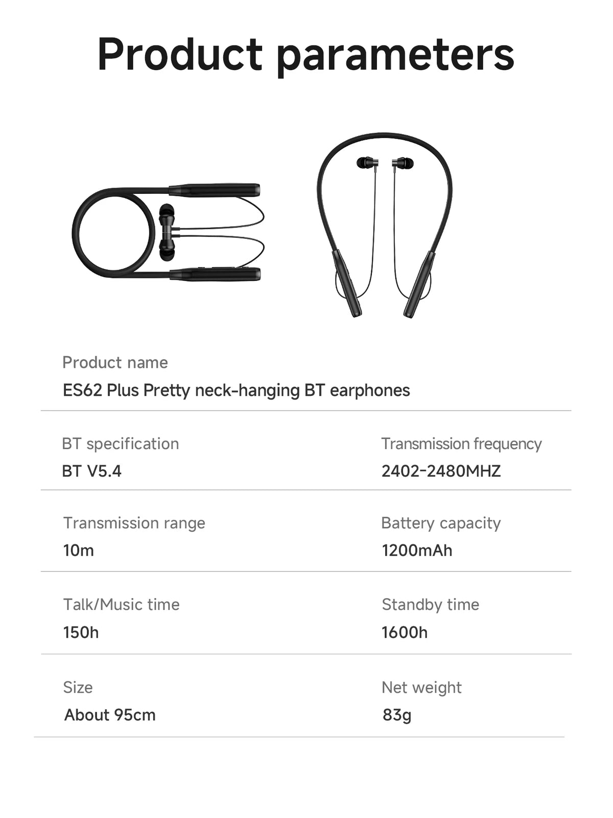 HOCO ES62 Plus Neck Band Bluetooth Earphones Wireless Headsets 150 Hours Use Sports Running Hifi Sounds Support TF Card Playback