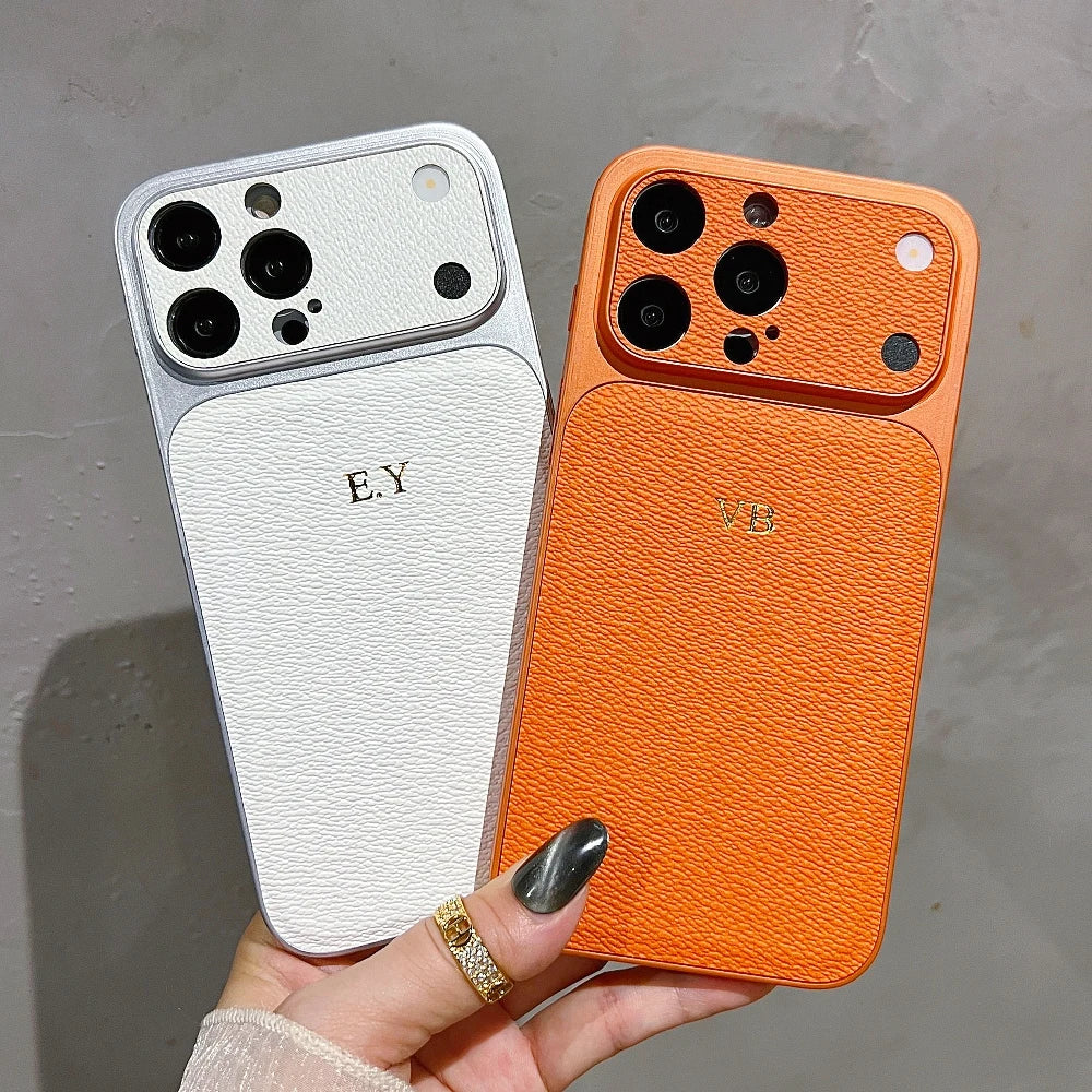 Personalised Customized Name Case For iPhone 17 Pro 16 15 14 13 Pro Max Initials Letters Leather Cover 13 15 16 17 Air Pro Max