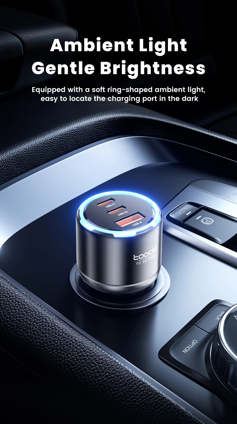 Toocki 150W USB C Car Charger PD3.0 PPS SFC3.0 for iPhone 17 Samsung S26 Ultra Xiaomi Huawei Fast USB Type C Car Phone Charger