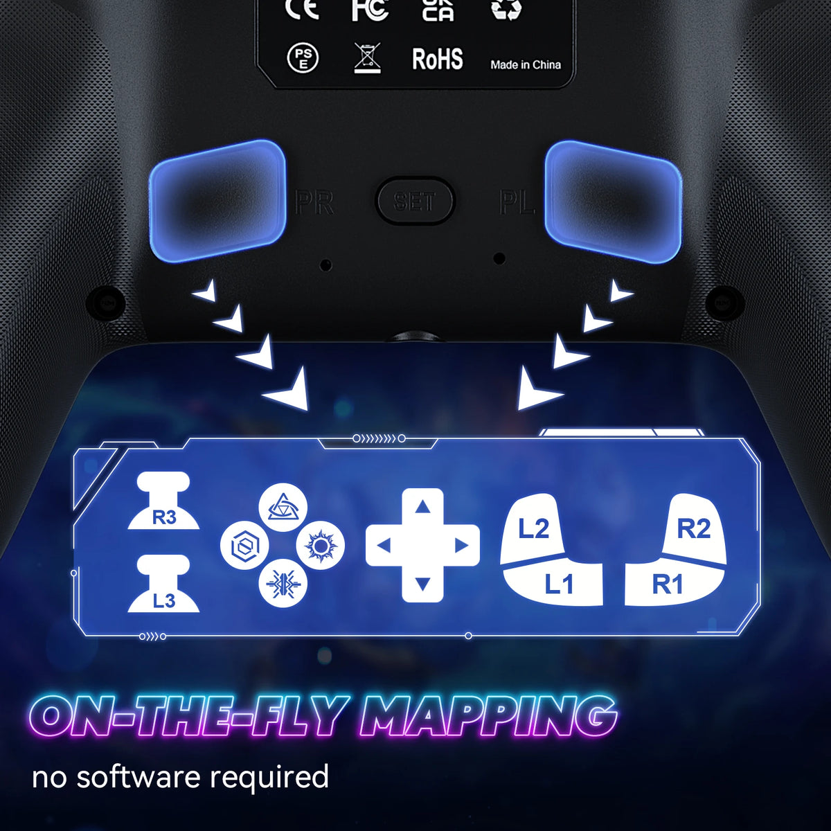 RGB Gamepad For Playstation 5/PS5 Pro/Slim/PC Wireless PS5 Controller 3D Game Joystick Dual Vibration Macro/Turbo Function
