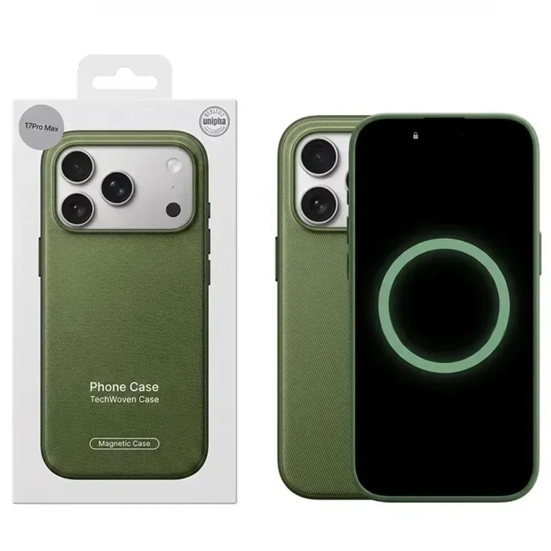 Luxury Official Technology Woven Magnetic Case For iPhone 18 17 16 15 14 13 Pro Max For Magsafe Technical Fabric Original Cover