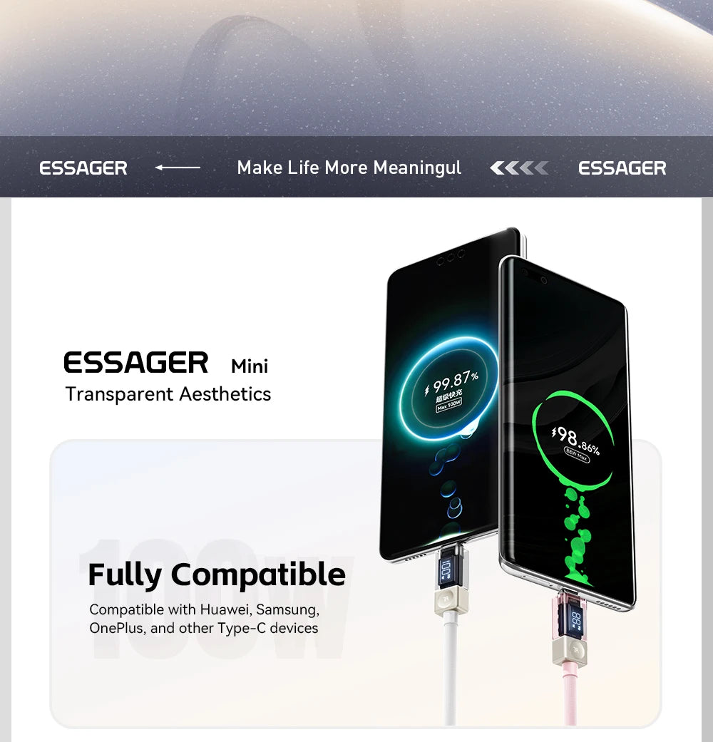 Essager 240W USB C Cable for iPhone 18 17 16 Plus Pro Max Macbook iPad Supercharge Fast Charger Type C Cable for Xiaomi Samsung